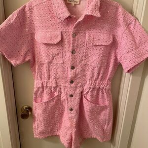 Peach Love California Glittering Pink Romper